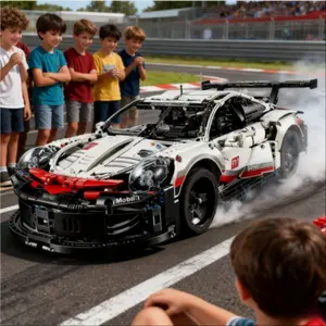 1580+Pcs 1:10 Scale Building Blocks Electric Sports Car Remote Control Model with Lights DIY Gift for Party Guests Remote Controlled Car