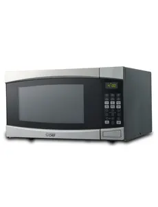 COMMERCIAL CHEF 1.6 Cubic Foot Microwave with 10 Power Levels, Small Microwave with Push Button, 1000 Watt Microwave with Digital Control Panels, Countertop Microwave with Timer, Stainless Steel