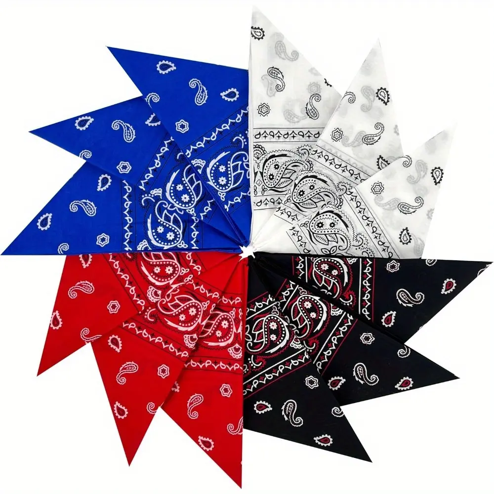 Unisex Sides Printed Kerchief Bandanas, 12 Packs Double Sides Printed Kerchief, Stylish Daily Hair Accessories, Styling Design Tools, home supplies Scarf