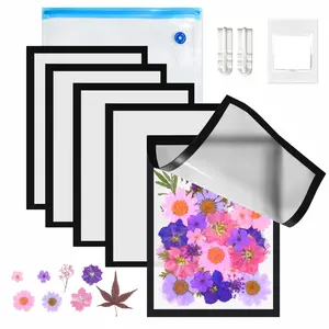 Mivanka Magnetic Photo Frames with Vacuum Sealer Bag for Dried Flowers Preserve, Extend The Longtime of Dried Fowers, 5PCS Black Large Size for Flowers, Plants Save with Drying Plate