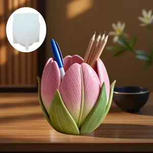 Tulip Shape Flower Pot Pen Holder Silicone Mold, DIY Floral Tulip Silicone Mould for Resin Gypsum Clay Concrete, Home Decor Gift