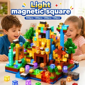 Light Up Magnetic Blocks for Kids, Glowing Magnetic Building Cubes, Stem Sensory Toys for Ages 3+, Creative 3D Building Set Gift