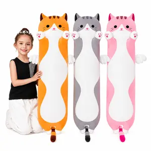 CHUBBYJOY Long Winged Cat Plush Body Pillow, 20" 27" 35" 43"  Soft Cute Angel Cat Stuffed Animal, Squishy Hugging Cushion Multiple Colors and Sizes for Bedroom Decor Birthday Gift