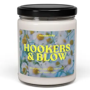 Hookers & Blow Soy Wax Candle Gift For Him Prank Candle Clean-Burning 50-60 Hours Burn Time Eco-Friendly Vegan Formula