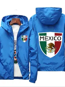 Men’s Mexico Jacket, Hooded Raincoat with National Team Back Graphic, Trendy Street Fashion, Casual All-Season Wear