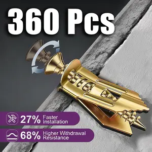 Drill‑Free Indoor Drywall Hanging Kit, 120/240/360 PCS Self‑Drilling Anchors & Screws, Robust 66LB Load Capacity for Daily Household Use