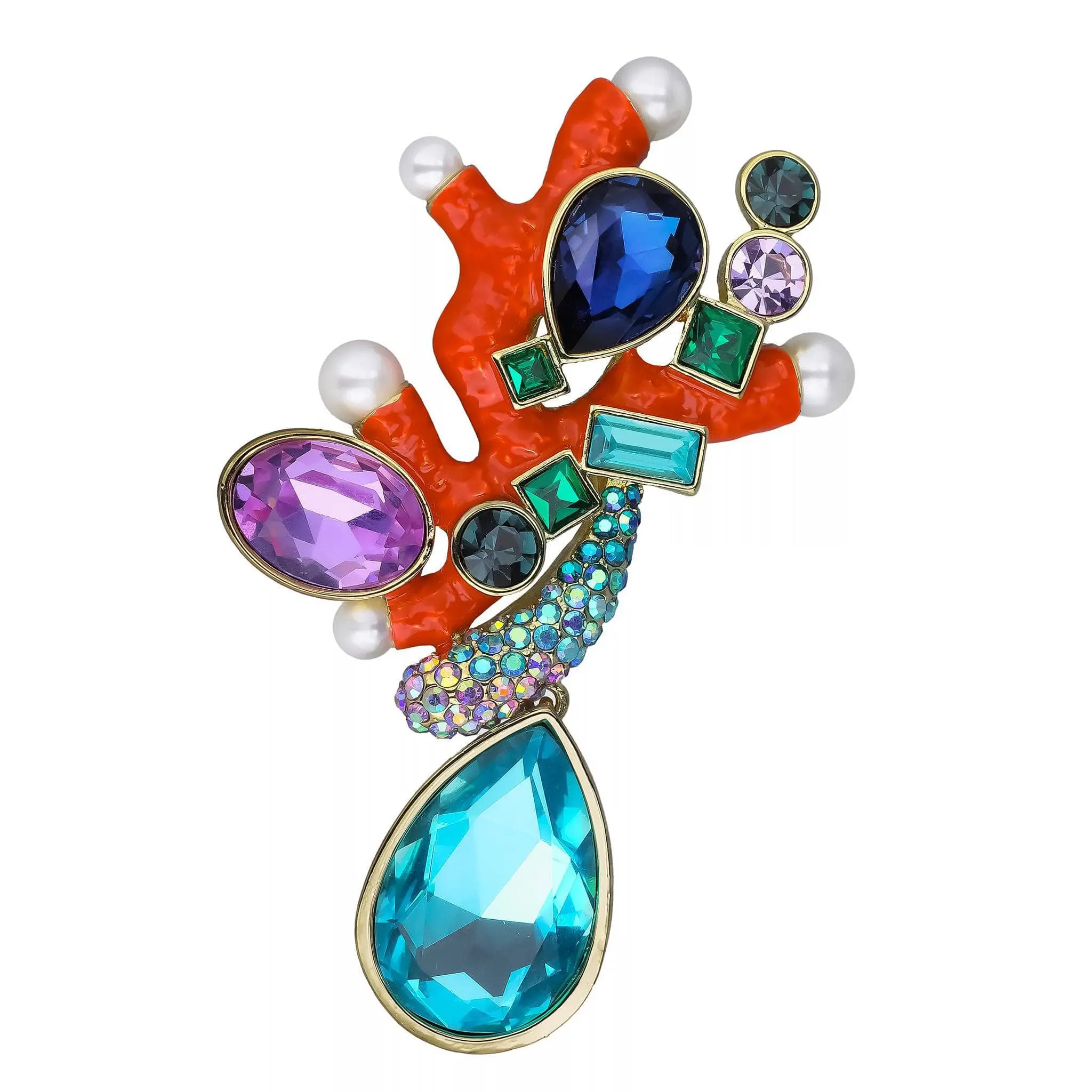 HEIDI DAUS® "O.K. Coral" Crystal & Enamel Coral Brooch