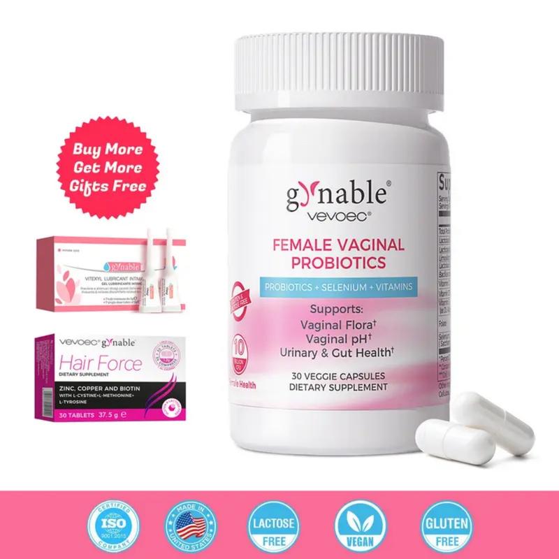 Gynable Female Probiotic for Women- Female Probiotic for pH Balance,Upgraded to 10 Billion CFU Probiotics Odor Control, Yeast Balance, Promote Healthy Viginal Flora & Feminine Health Edible Dietary
