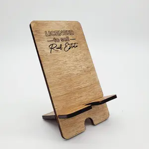 Customizable Wooden Phone Stand - "Licensed to Sell Real Estate"