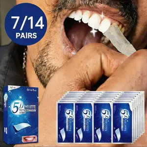 7/14/Pair 5D White Teeth Whitening Strip,Professional Dental Whitening Strip,Peroxide-free,Instant teeth clean strip,At-Home Teeth Whitening Kit,Remove coffee tea smoke stains,Brighten yellow teeth,Comfort fit,Non-slip,Easy to use,Safe daily use