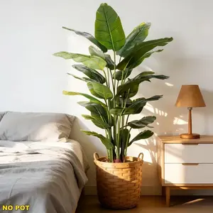 Xtra-large Premium Rainforest Broadleaf Artificial Banana Tree Plant, High-quality Simulated Ornamental Greenery