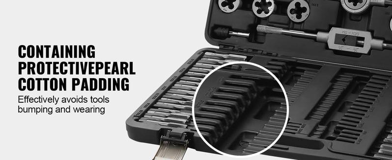 VEVOR Tap and Die Set, TikTokShopBlackFriday, 110-Piece Include Metric Size M2 to M18, Bearing Steel Taps and Dies, Essential Threading Tool for Cutting External Internal Threads, with Complete Accessories and Storage Case