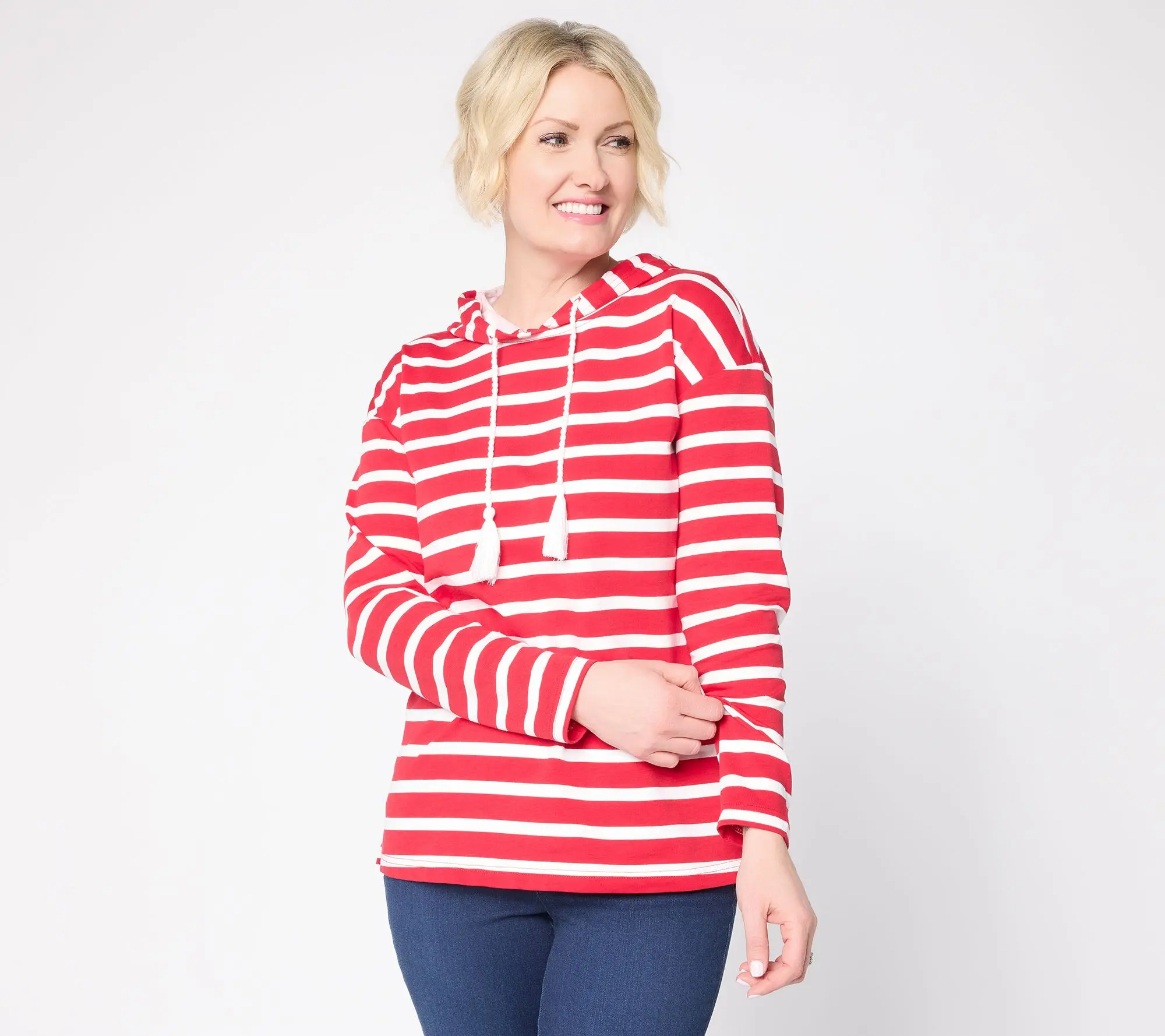 Liberty Belles by Kim Gravel French Terry Coastal Stripe Hoodie