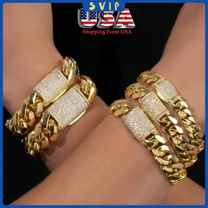 Luxury 18K Gold, Rose Gold & Silver Cuban Link Chain Bracelet for Men – Miami Hip Hop Jewelry with 5A Cubic Zirconia, Iced-Out Clasp, Non-Tarnish Stainless Steel, 8mm to 22mm Thick, Bold & Stylish Statement Wrist Accessory