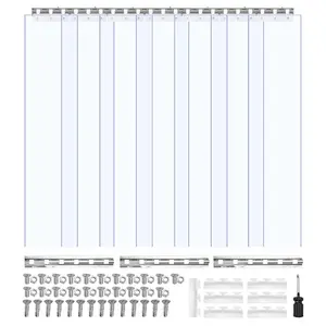 VEVOR Clear PVC Strip Curtain, 84 in Heightx 42 in Widthx 0.08 in Thickness, 7 PCS Walk in Freezer Cooler Curtain Strips, Smooth Waterproof Plastic Door Strips for Warehouse, Freezer, Garage Doors