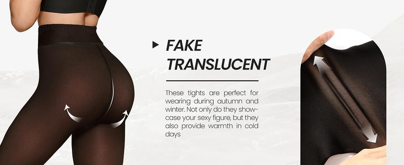 OEAK Women Fleece Lined Leggings Sheer Fake Translucent Pantyhose Thermal High Waisted Footed Opaque Tights OEAK Women Fleece Lined Leggings Sheer Fake Translucent Pantyhose Thermal High Waisted Footed Opaque Tights