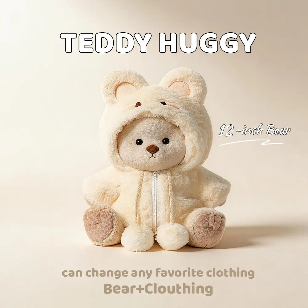 TEDDY HUGGY Yellow Rabbit Jumpsuit Teddy Bear Outfit - for 12-Inch Plush Bears, Soft Stuffed Toy Clothes & Accessories, Cute Shaped Stuffed Toys Gift
