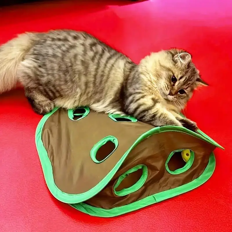 1 Set Interactive Cat Tent with Mice and Ball, 9 Holes Tunnel Cat Toy, Creative & Fun Mouse Hunting Toy, Cat Sound Toy, Pet Supplies, Valentine's Day