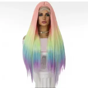 【Briar】 Long Straight Wig - Omber Rainbow - T-Part 13x5x1 Lace Front - 26 Inch | SM9019 | Popinrow