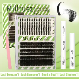 2 Styles Manga Lashes Cluster Lashes C D Curl  Extension Kit and California Sunset Wanna Be Freya Lash Clusters Fall Deals Super Fine Invisible Band Lashes  8-18mm with Bond, Seal and Remover - Ultra-Thin Transparent Bands, Lash Magic
