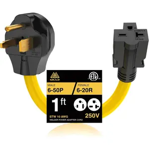 [240v to 240v] M1A2 Welder Adapter 220 Volt Plug Adapter Nema 6-50p to NEMA 6-20r for EV Vehicle Charging STW 10AWG ETL Listed