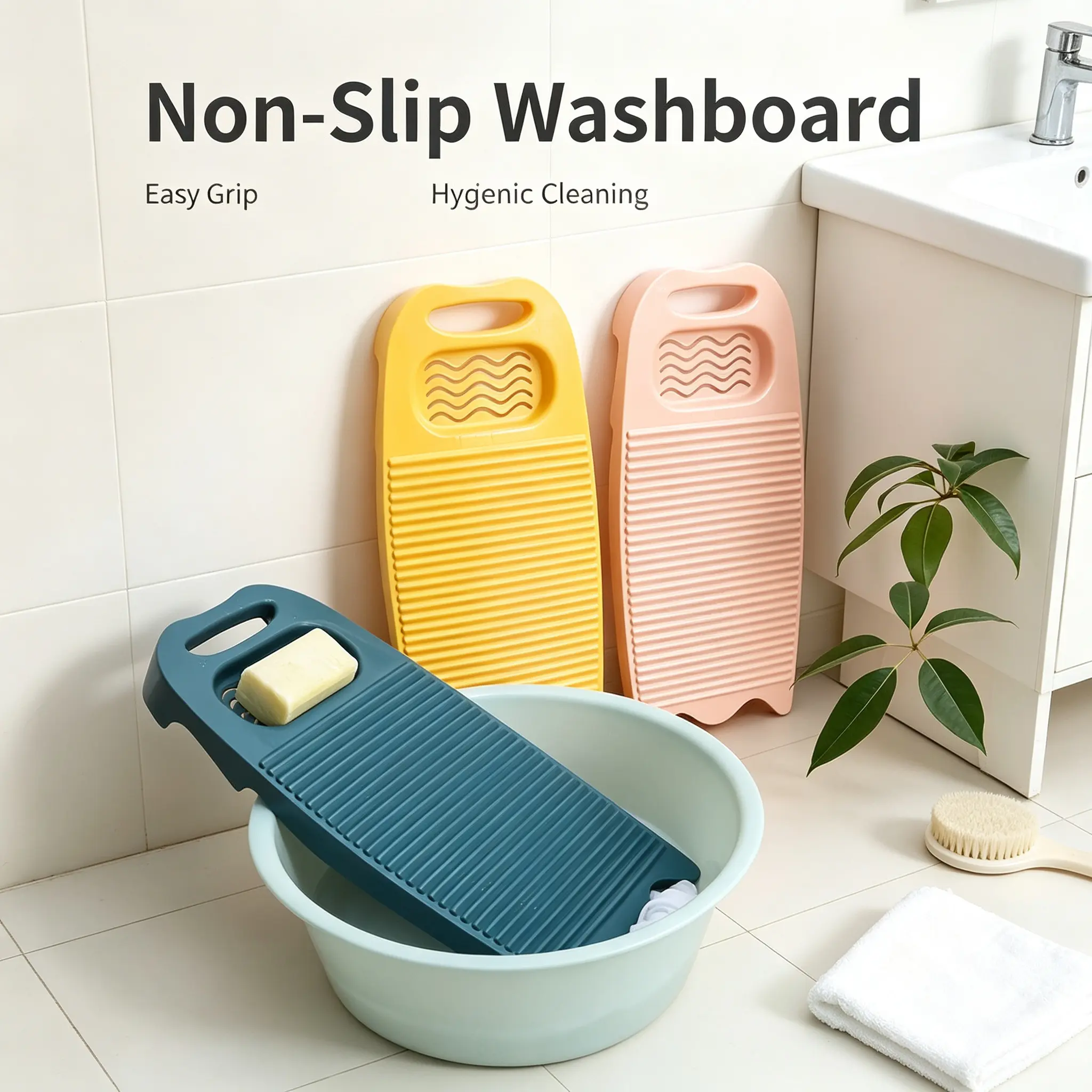 Plastic Washboard for Hand Washing Clothes, Portable Laundry Scrub Board, Dorm Room Essential Home Laundry Accessory