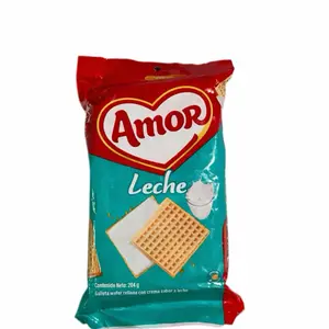 Galletas amor  Milk Wafer Cookies 204 g Crispy Wafers with Milk Cream Filling Snack