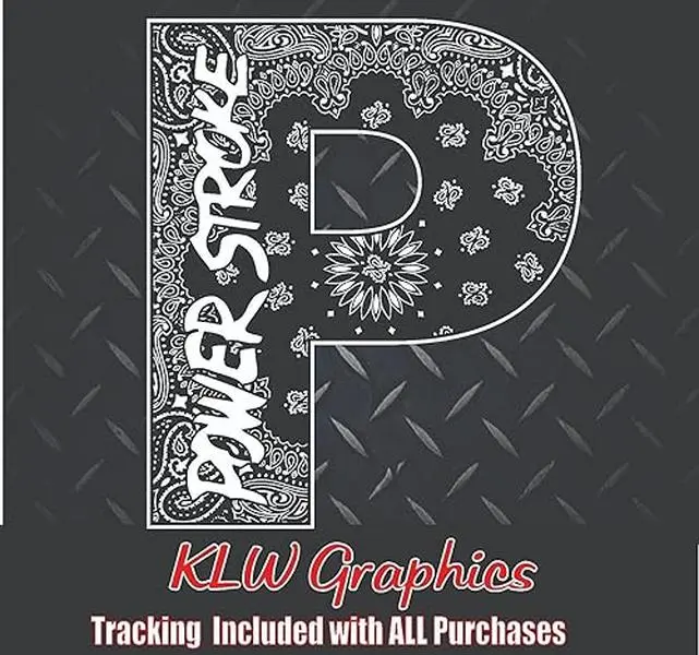 Powerstroke P Black Print Full Color Decal Sticker Turbo Diesel Truck 6.7 7.3 Crew Double Cab