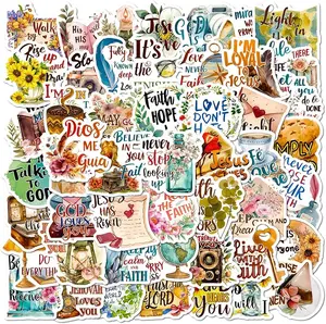 50-Pack Inspirational Christian Stickers Waterproof Vinyl Jesus Bible Verse Decals for Scrapbooking Journals Laptops Water Bottles Faith Quotes Religious Gifts for Christians scrapbook supplies