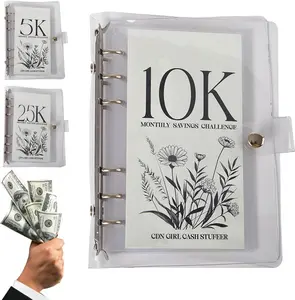 12-Month Envelopes Money Saving Challenge Binder, Budget Binder With Cash Envelopes, 2.5K/5K/10K Dollars Cash Loose Leaf Savings Book, for Fun Money Saving Challenge (10k)