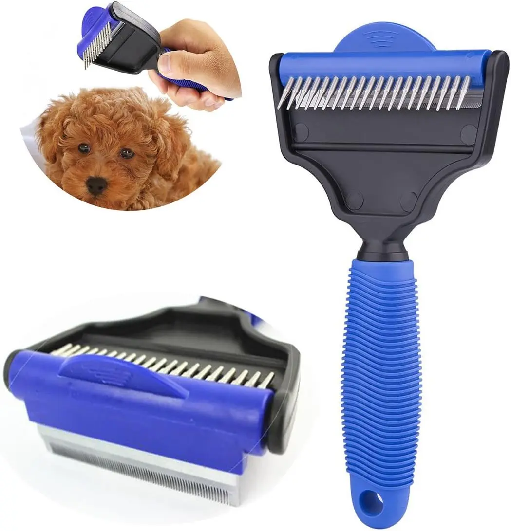 The Desheddinator - Versatile Grooming Tool: Undercoat Rake for Dogs, Cats, and Horses, Deshedding Brush and Comb for Pet Grooming Goldsen