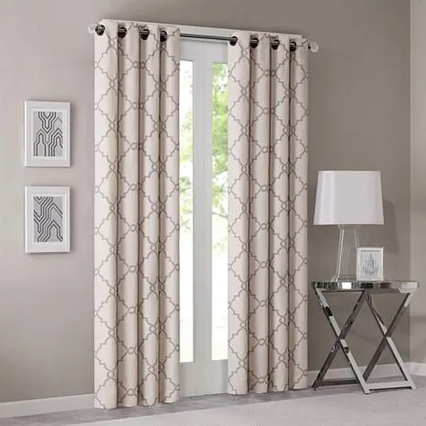 Madison Park Fretwork Print Window Curtain 84" Panel Beige