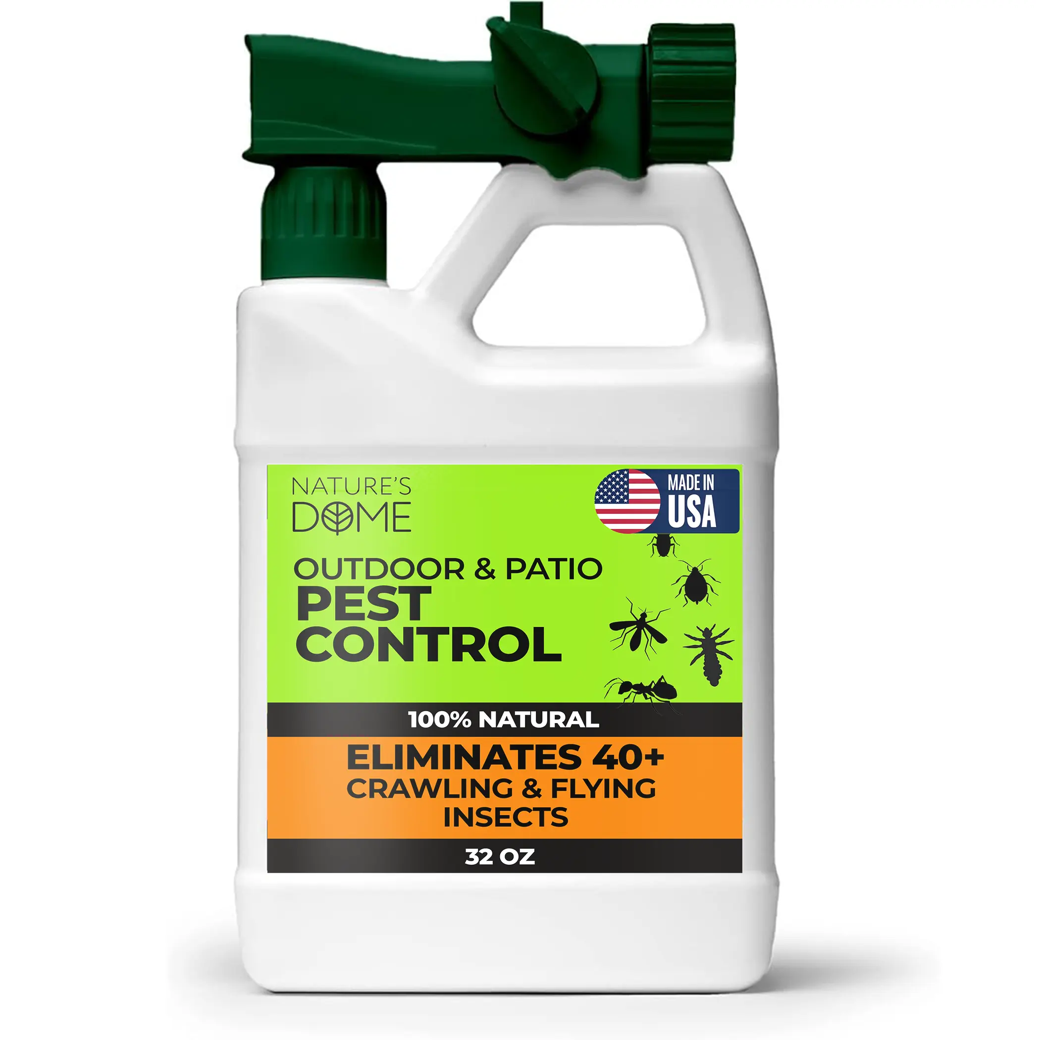 Nature’s Dome Outdoor Bug Spray - 32 oz Hose In Ready-to-Use Eco-Friendly All Seasons Multi-Insect Control - Flea and Tick Prevention, Fly and Mosquito Treatment
