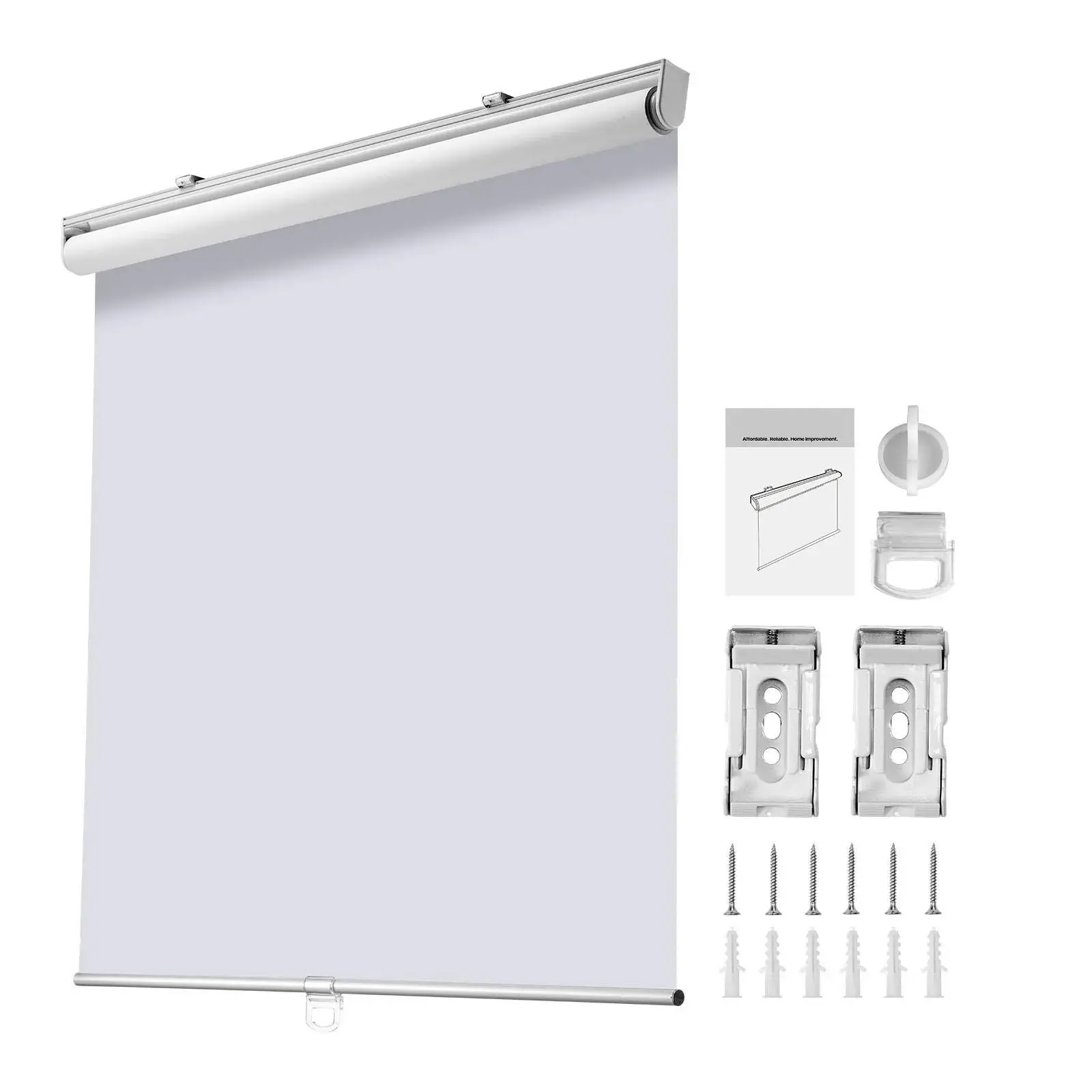 34 x 72 Inch Cordless Blackout Roller Shades, 100% Full Blackout Thermal Insulated Room Darkening Blinds, Adjustable Free-Stop Spring Lift Window Shades, Water Resistant Thick 345GSM Fabric with Aluminum Rail, Easy Install for Bedroom Bathroom Home Office