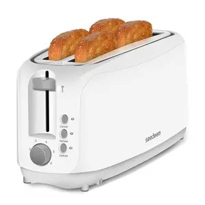 4 Slice Toaster, Extra Wide Slots Bread Toaster with 6 Shade Settings, Bagel/Cancel/Defrost/Reheat Functions, Removable Crumb Tray, Auto Shut-Off, Ivory White