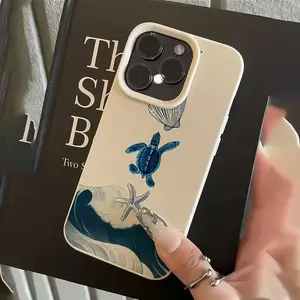A Simple Personalized Ocean Blue Turtle, Wave, Starfish Pattern Phone Case, TPU Material Anti-drop Anti-fingerprint, Suitable for iPhone 17/16/15/14/13/12 PRO PROMAX PLUS AIR, Ideal Gift for Friends and Family, LZW80