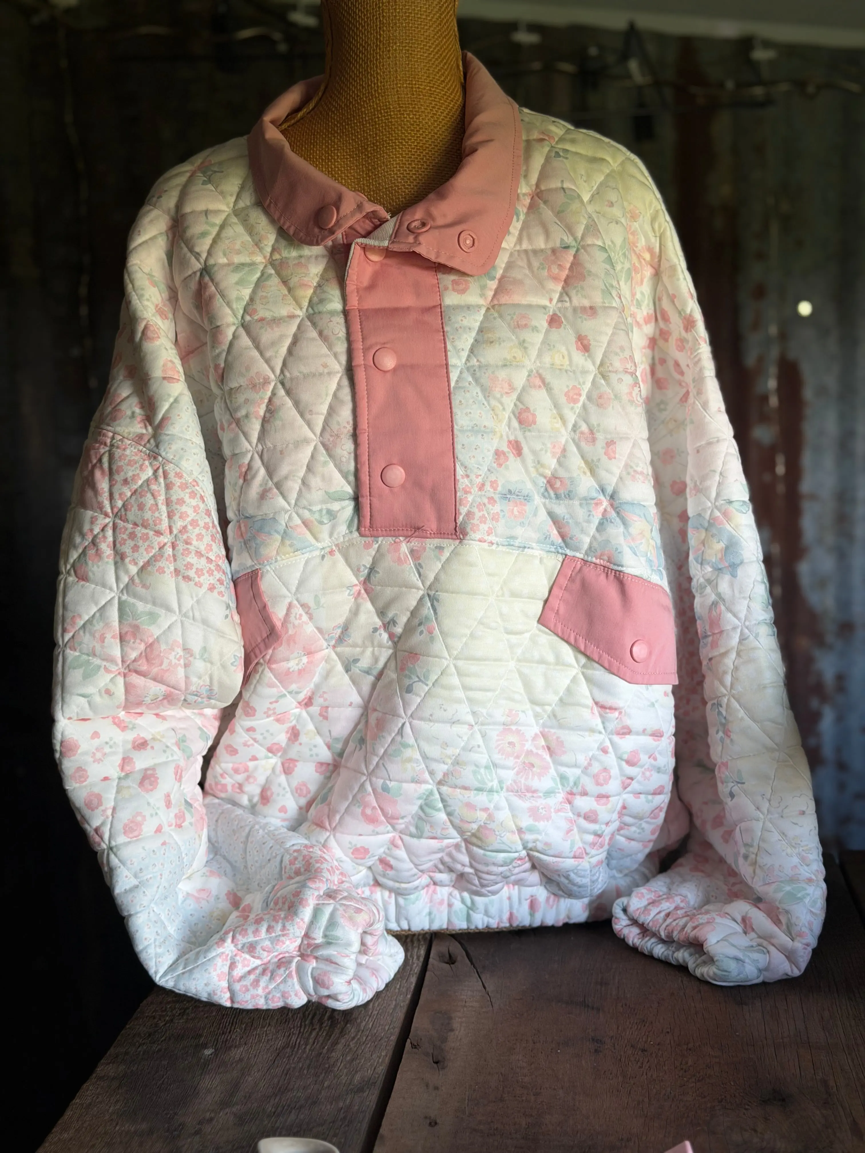 Pink Quilted Pullover