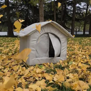 All-Season Insulated Wild Cat House, Outdoor Pet Shelter with Detachable Soft Cushion - Oxford Cloth Portable Design for Cats & Dogs