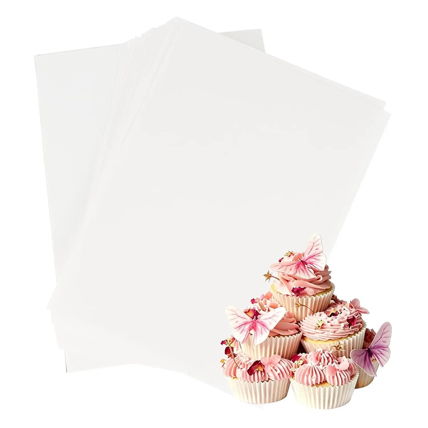 Wafer Paper 25pcs 8.3" x 11.7", Edible Wafer Sheets for Edible Printer A4 Size Wafer Paper Edible Sheets, Edible Paper for Cakes, Cupcake Cookies Decoration, 0.3mm