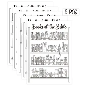 5 Counts Books of The Bible Tracker Sticker –Bible Books Shelf Coloring Page, Bible Reading Tracker, Dashboard Stickers for Scripture Study, Tracking, Bible Organization, Sticker Sheets