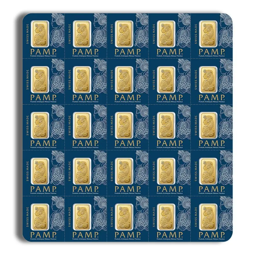 25 x 1 g Gold Bar - PAMP Multigram Gold Bar (Carded) 25 x 1 g Gold Bar - PAMP Multigram Gold Bar (Carded)