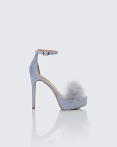 Erminia Blue Feather Detail Heels