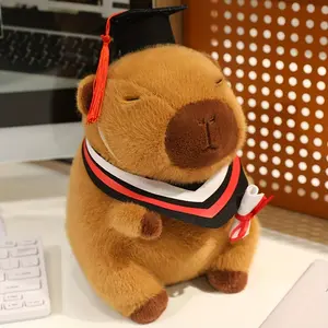 Cute Capybara Plush Graduation Gift with Bachelor Gown Detachable Grad Cap Tassel for Students Graduates Teachers Seasonal Decor Souvenir