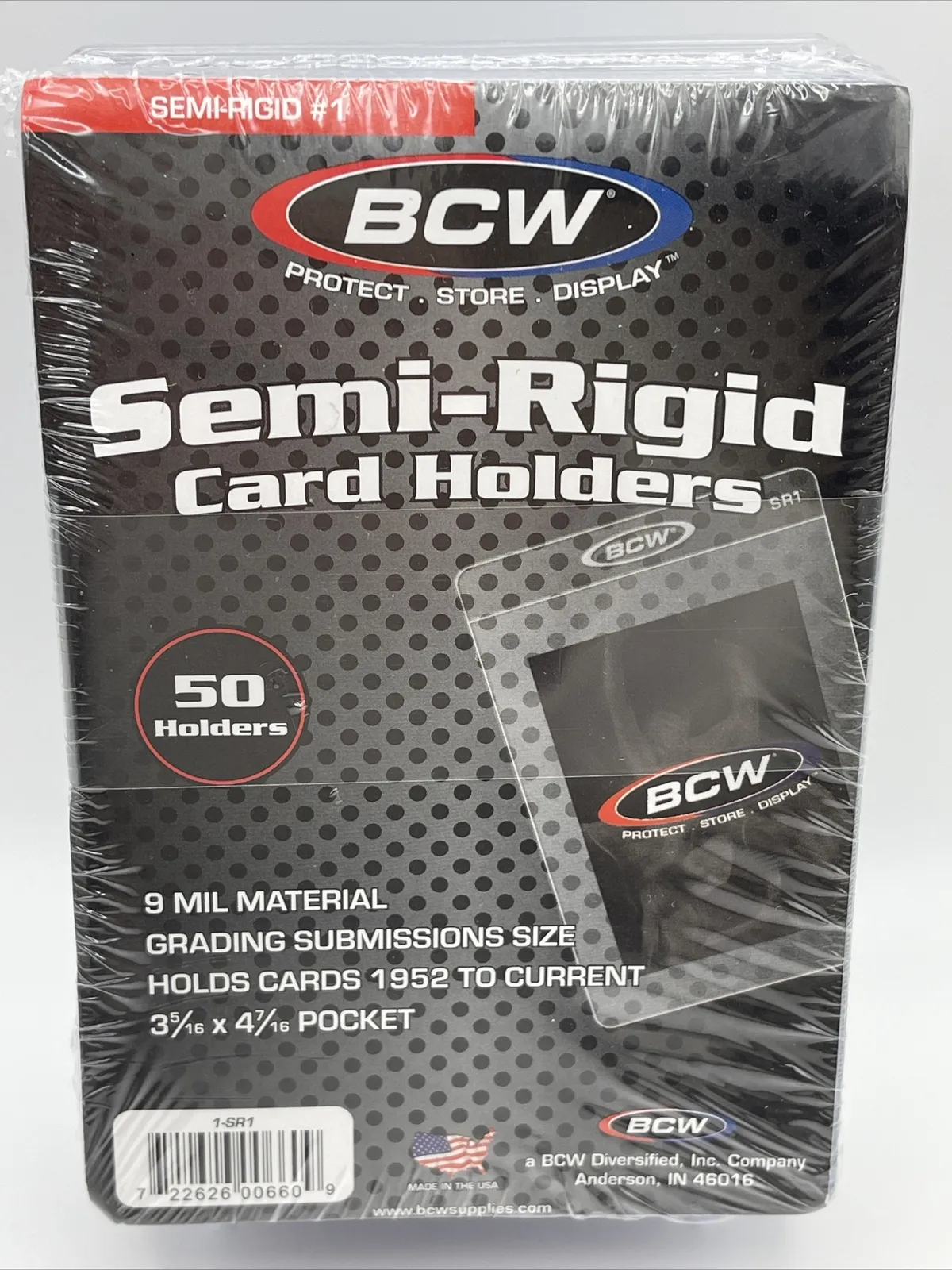 BCW Semi-Rigid Card Holders #1 with 1 Pack of 50 Sleeves, Large Size
