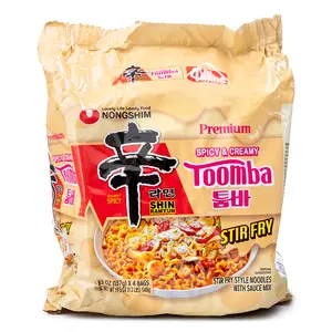 NONGSHIM Shin Ramyun Toomba, Spicy & Creamy Stir Fry Instant Noodles with Sauce Mix (4.83 oz x 4 Servings)