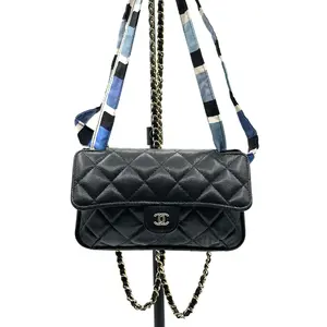 Pre-owned CHANEL Leather Crossbody Bags CALUX GRAPHIC PRINT FOLDABLE TOTE WITH SLING POUCH BAG