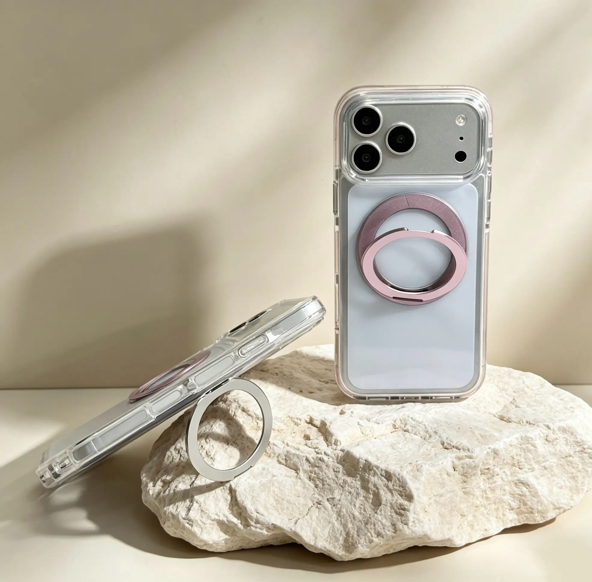 Crystal Clear Case with 360° Rotating Kickstand for iPhone 17 16 15 14 13 12 Pro Max, 1700G Magnetic Acrylic Back, Anti-Yellowing Shockproof Protective Cover, phone cases 17 pro max, iPhone Case,phone cases 16 pro max,phone cases 16 pro