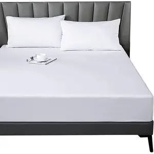 Cotton Fitted Sheet Full, 300 Thread Count Soft Breathable, 8-10" Deep Pocket Sheet for Hotel Home, White