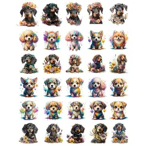 30 PCS UV DTF Cup Wraps for 16 OZ - Puppy UV DTF Crafts Cup Stickers for 16OZ Glass Cups Mugs Milk Tea Cups Metal and Plastic Bottles. High-Viscosity UV DTF Transfer Sticker