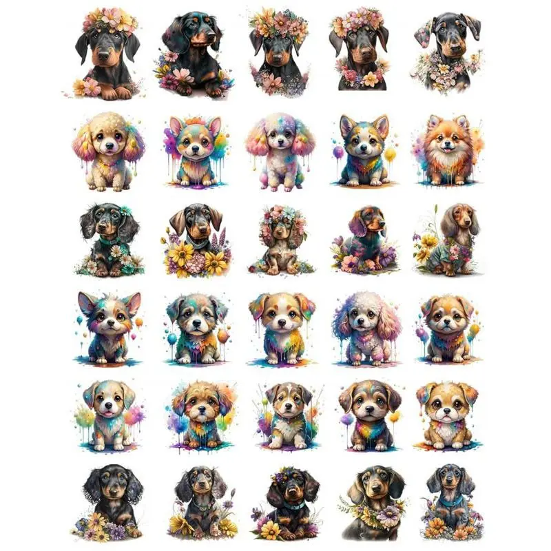 30 PCS UV DTF Cup Wraps for 16 OZ - Puppy UV DTF Crafts Cup Stickers for 16OZ Glass Cups Mugs Milk Tea Cups Metal and Plastic Bottles. High-Viscosity UV DTF Transfer Sticker